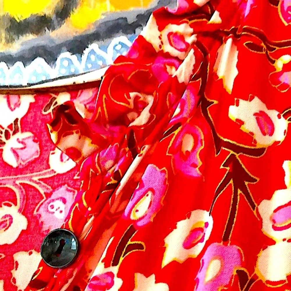 EUC- R Vivimos Summer Sleeveless Floral Print Button Up Bohemian Flowy Maxi - Picture 5 of 14